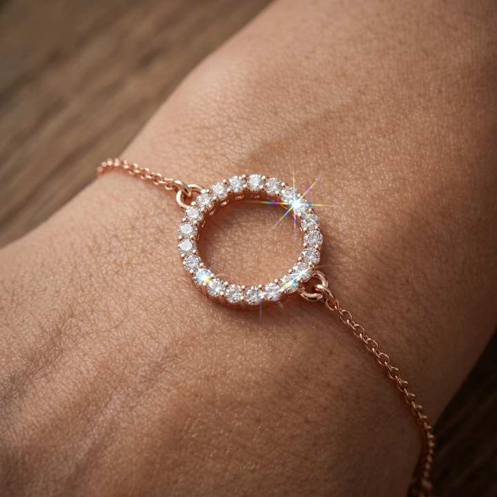 Minimalist Diamond Halo Karma Necklace In 9K Gold To 18K Gold, Sterling Silver