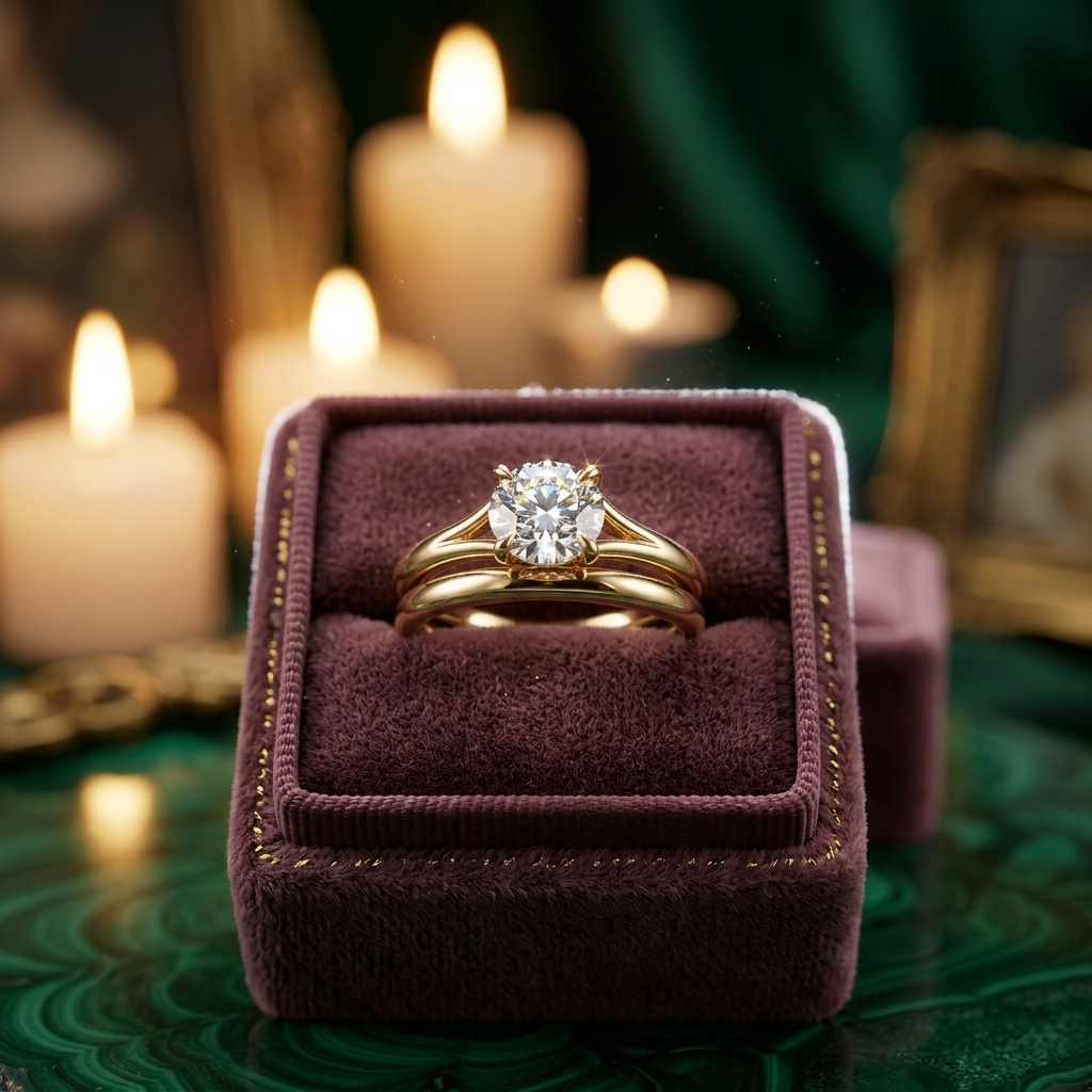 1.00 Carat Round Cut Diamond Engagement Ring, 14K Yellow Gold Split Shank Solitaire Ring
