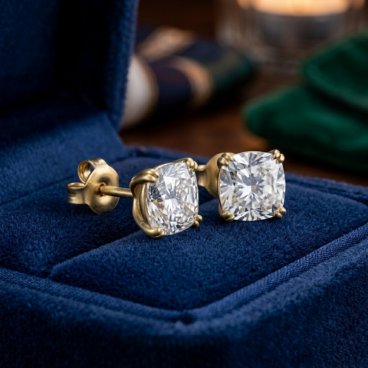 Cushion Cut Diamond Stud Earrings
