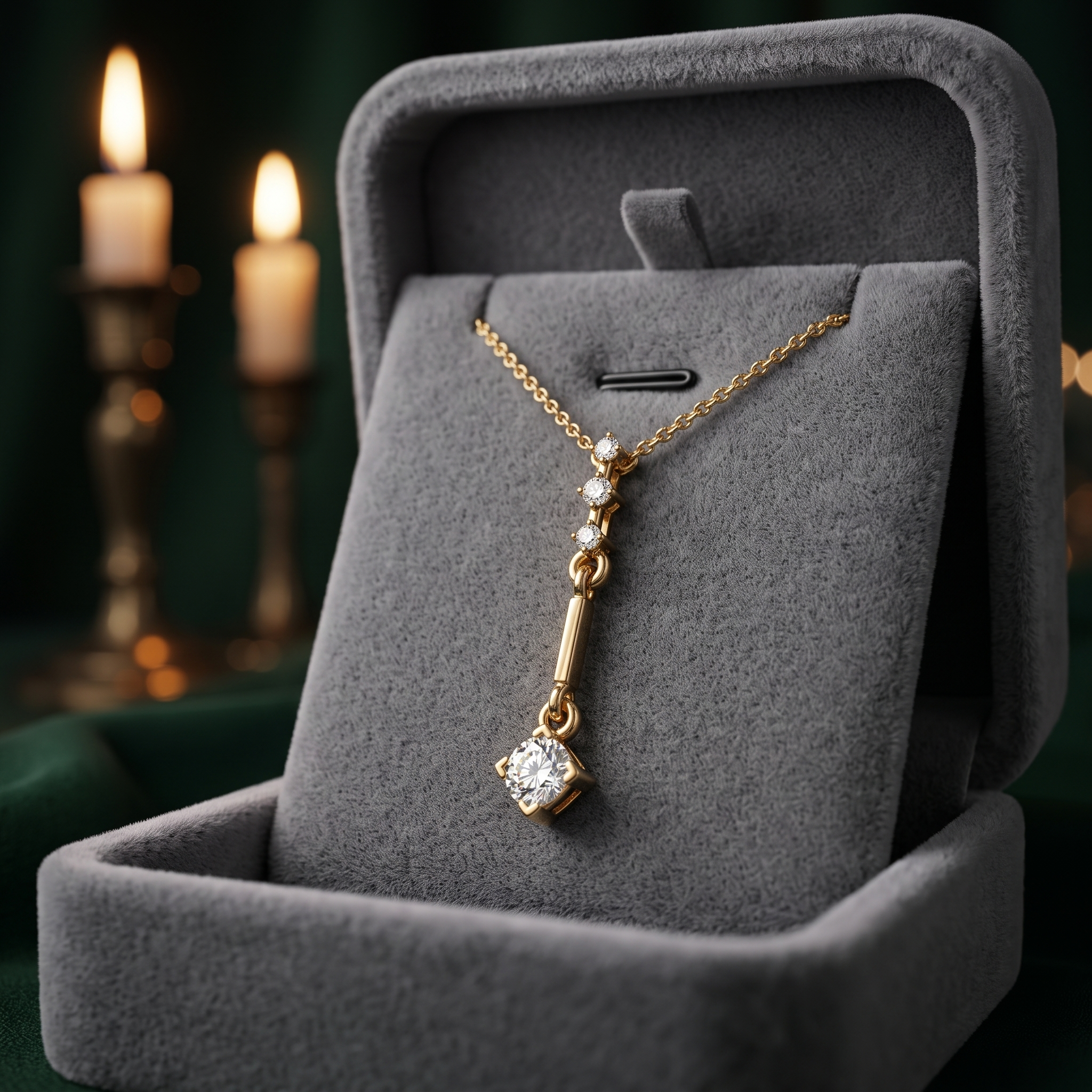 14K Gold Diamond Lariat Necklace, Minimalist Drop Pendant, Customizable Chain