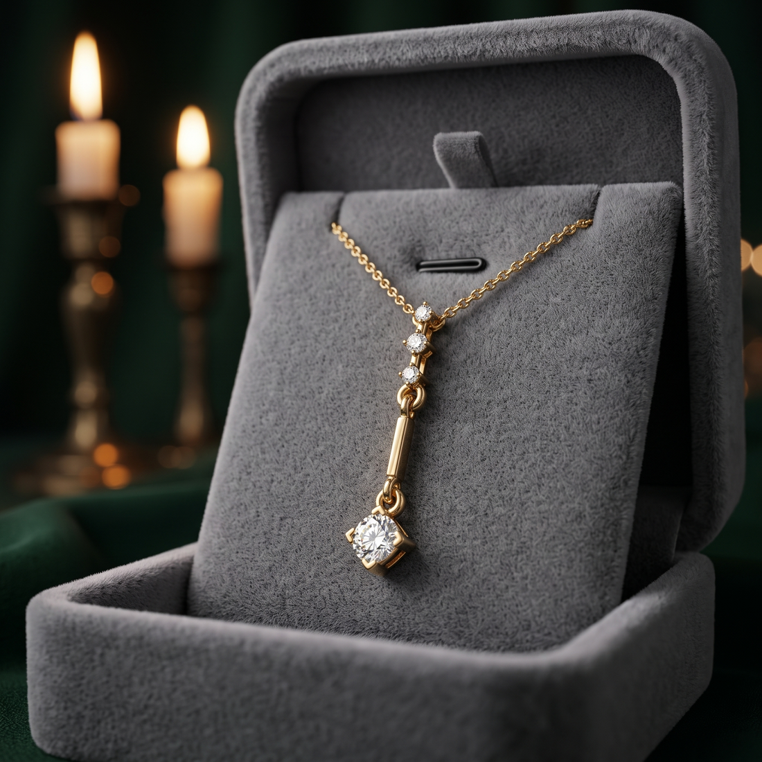 14K Gold Diamond Lariat Necklace, Minimalist Drop Pendant, Customizable Chain