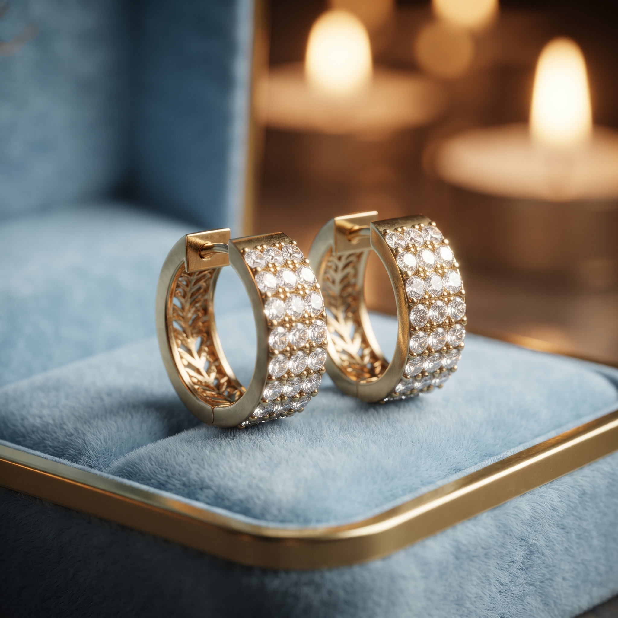 Triple Row Lab Grown Diamond Huggie Earrings, Anniversary Gift, Birthday Gift for Her