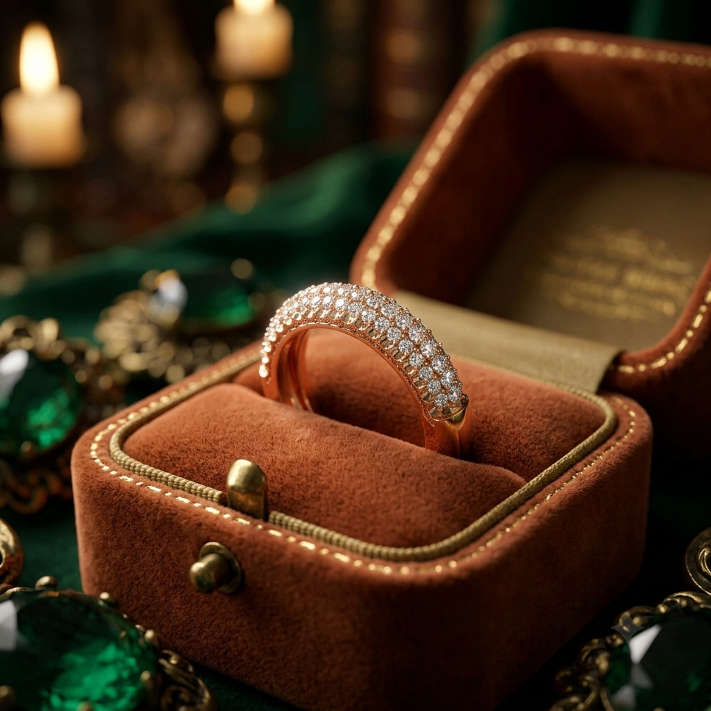 Rose Gold Triple Row Lab Grown Diamond Band, Engagement Ring