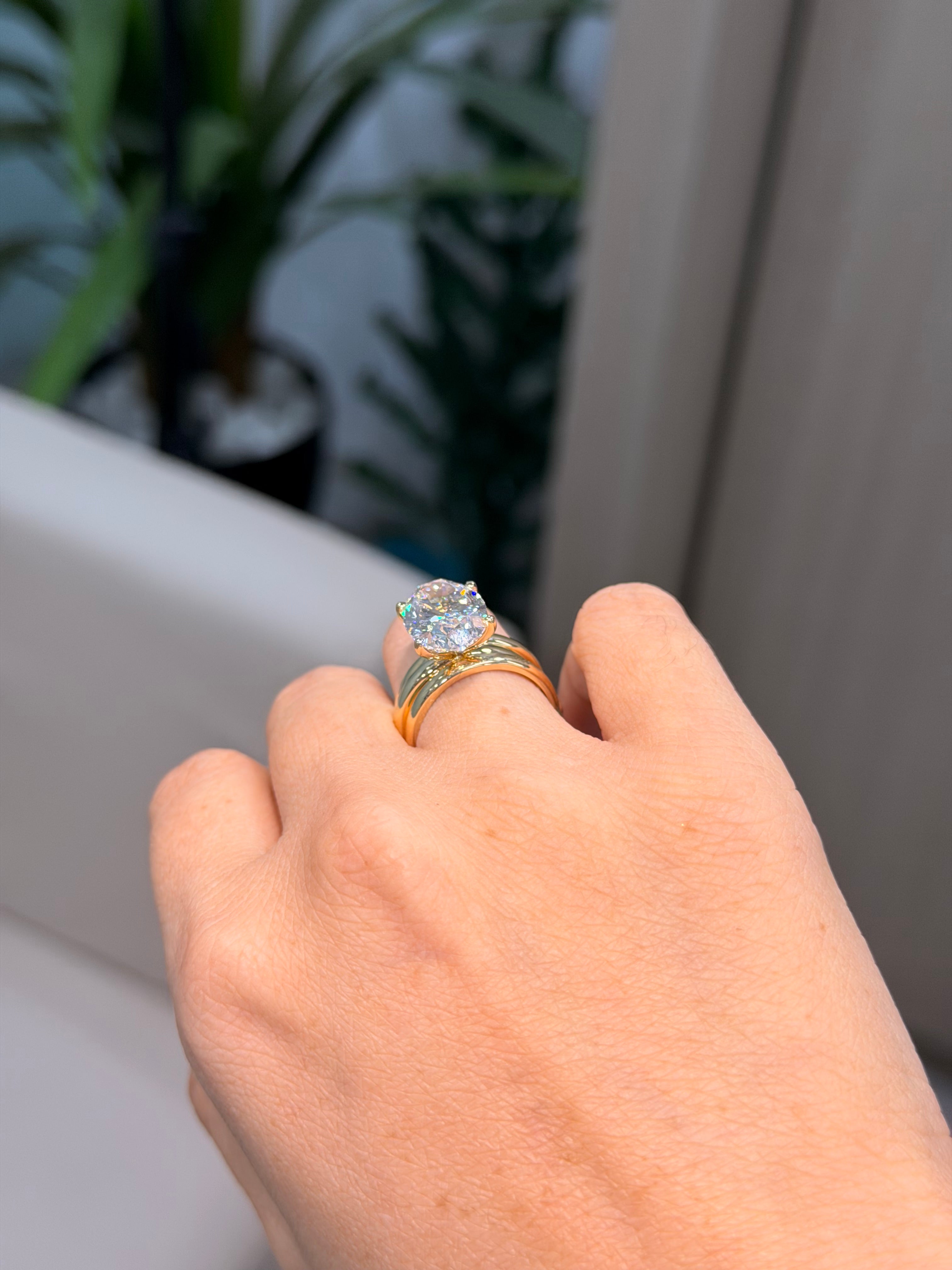 3-Piece Modular Oval Solitaire Ring Set with Double Band Ring