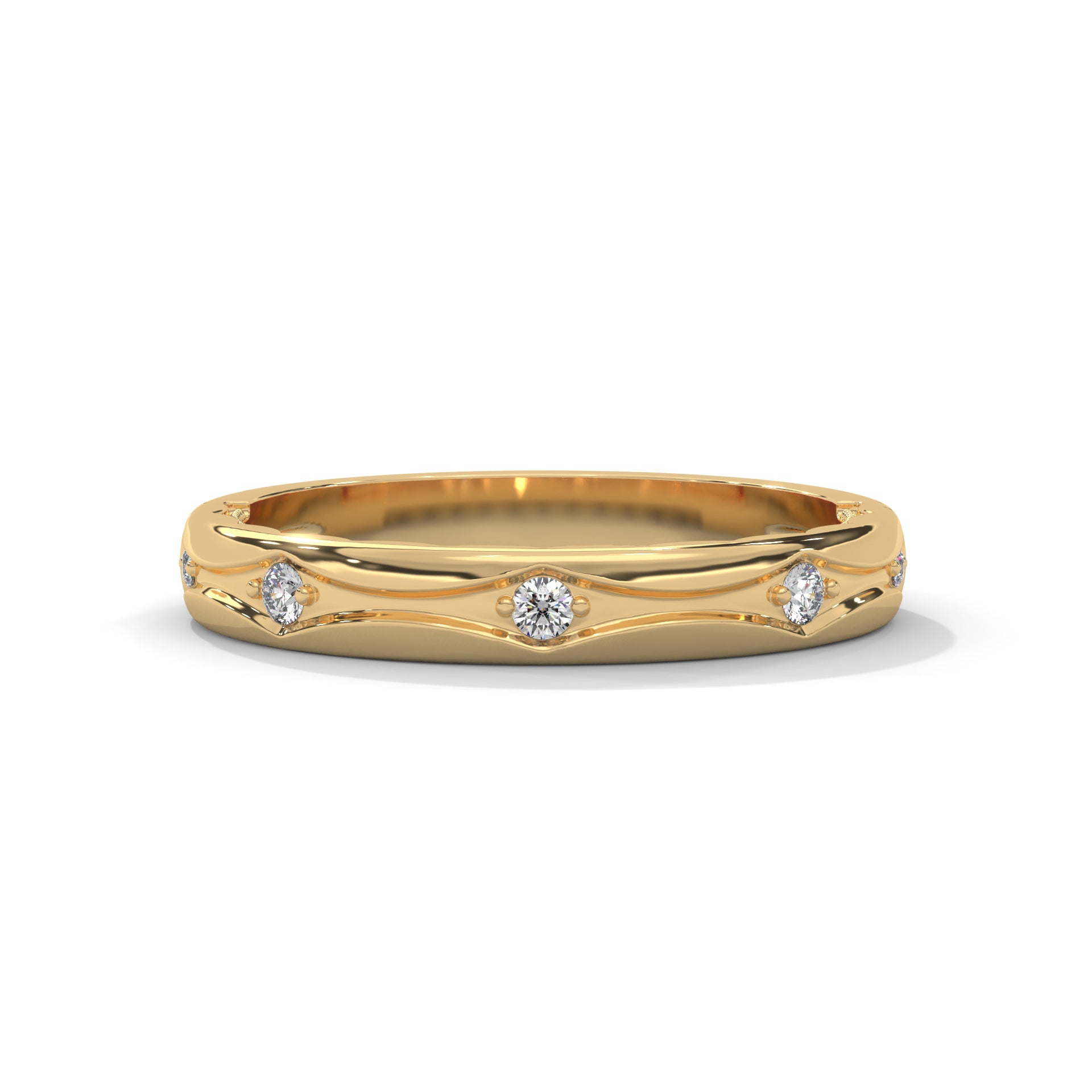 Vintage Diamond Band, Unique Art Deco Band, Minimalist Stackable Ring, Women Jewelry