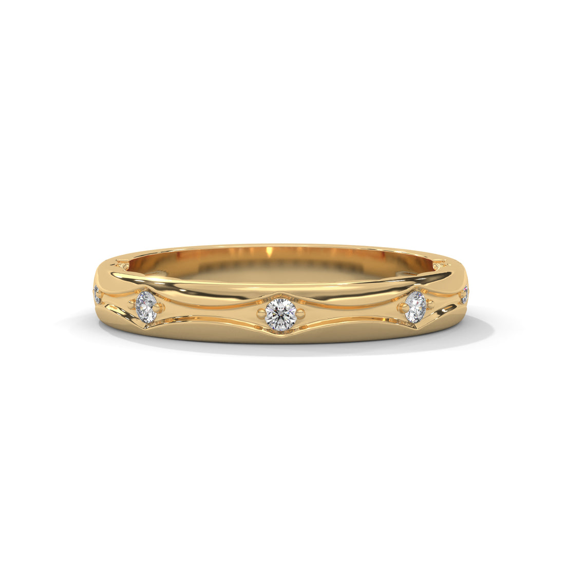 Vintage Diamond Band, Unique Art Deco Band, Minimalist Stackable Ring, Women Jewelry