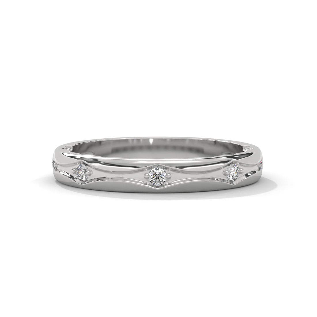 Vintage Diamond Band, Unique Art Deco Band, Minimalist Stackable Ring, Women Jewelry
