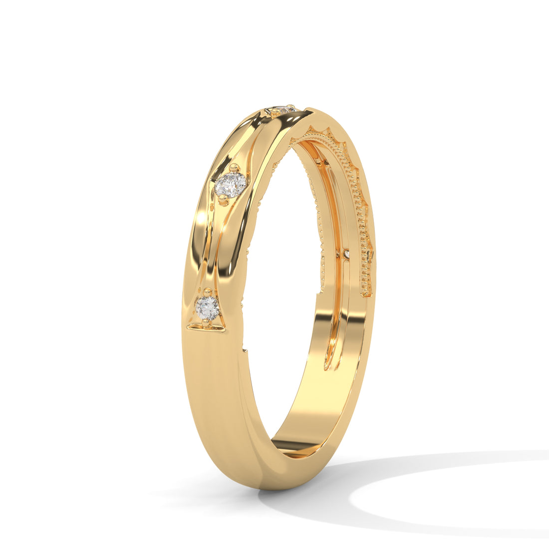 Vintage Diamond Band, Unique Art Deco Band, Minimalist Stackable Ring, Women Jewelry