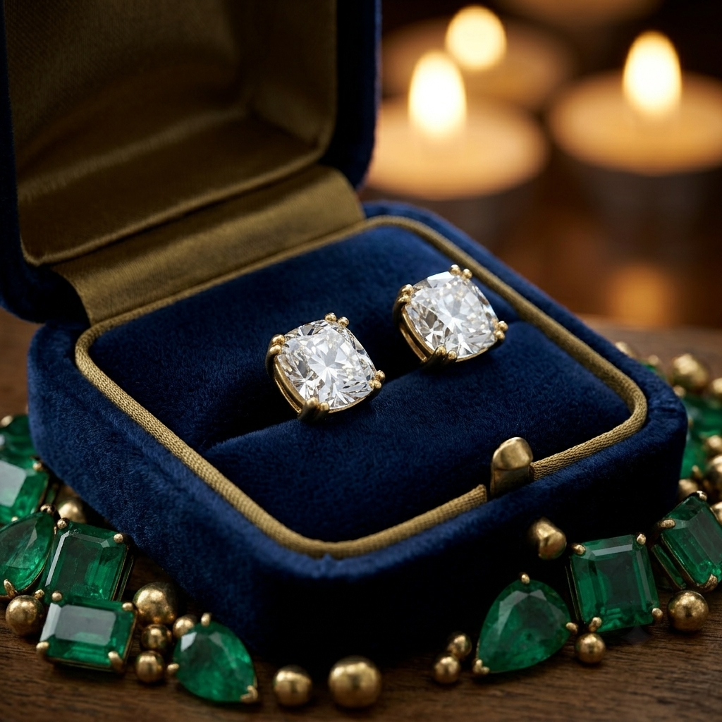 Cushion Cut Diamond Stud Earrings