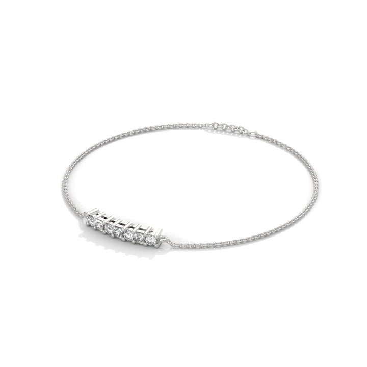 Princess And Round Cut Bar Bracelet In 9K Gold To 18K Gold, Sterling Silver
