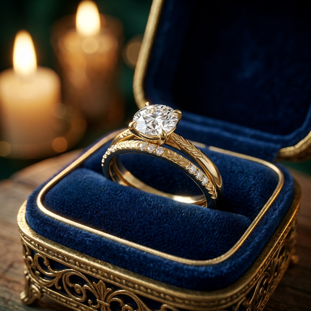 Hand Engraved Wheat Solitaire Engagement Ring, Round Cut Diamond, Nature Inspired Band