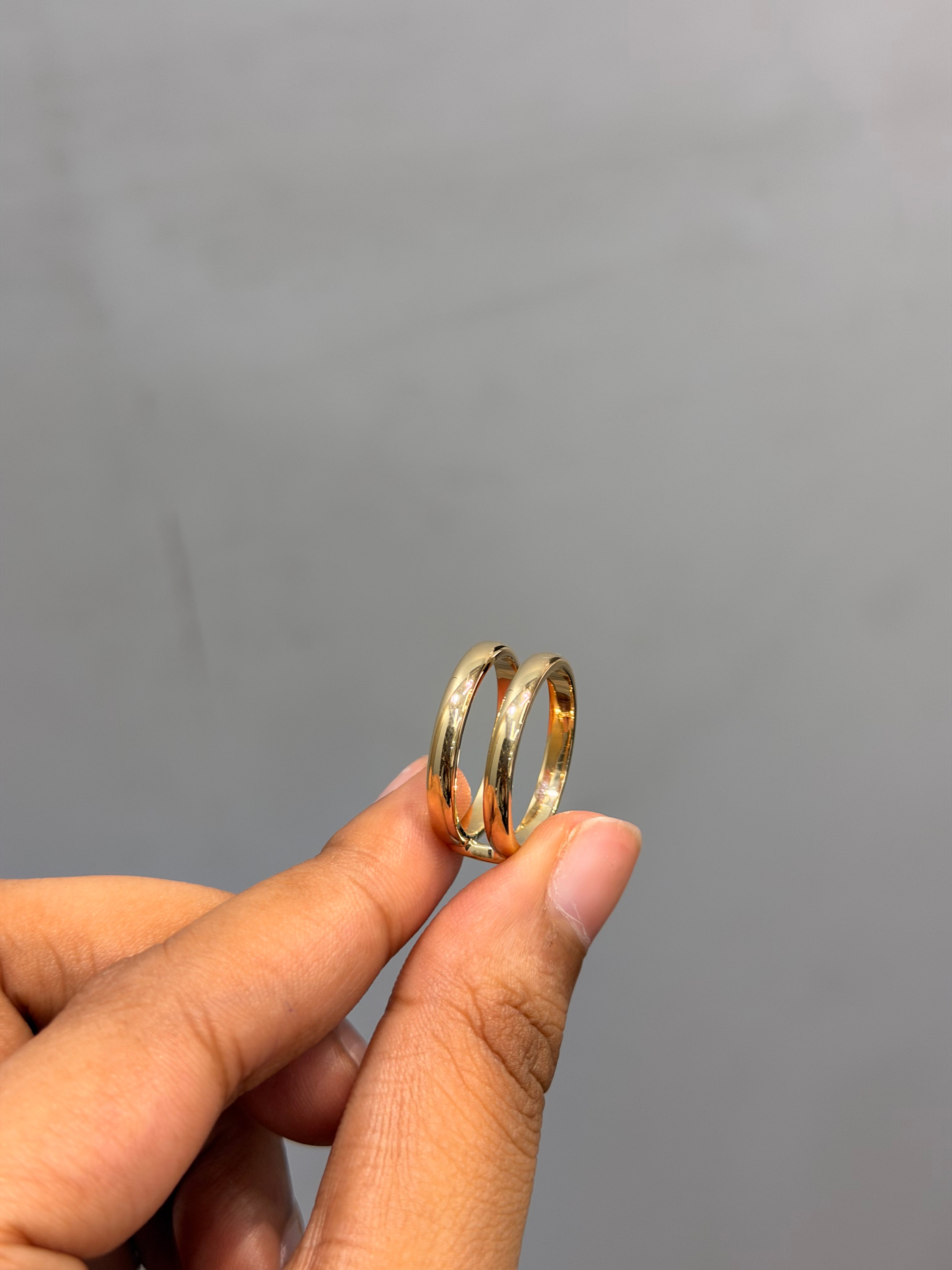 3-Piece Modular Oval Solitaire Ring Set with Double Band Ring