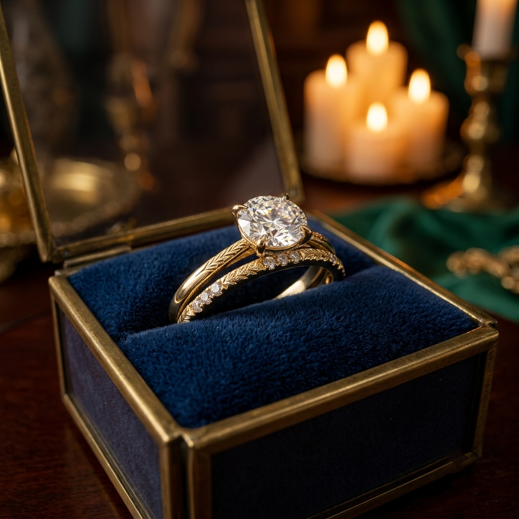 Hand Engraved Wheat Solitaire Engagement Ring, Round Cut Diamond, Nature Inspired Band
