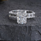 Radiant & Emerald Cut Multi-Stone Diamond Ring – Art Deco Inspired Engagement Ring