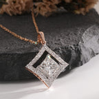 The Royal Princess-Cut Diamond Halo Pendant