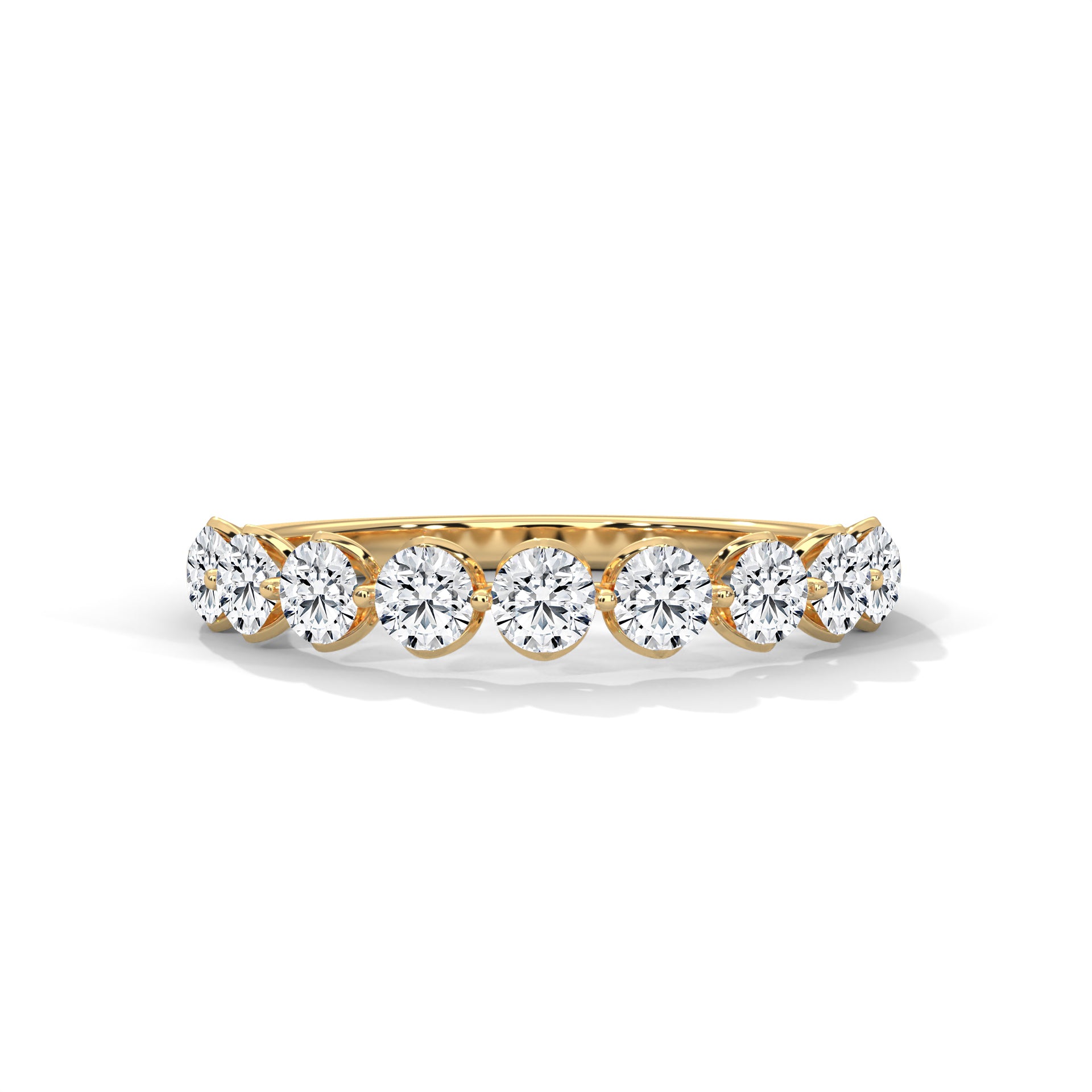 9 Stone Diamond Wedding Band Ring In 10K/14K Gold And Sterling Silver