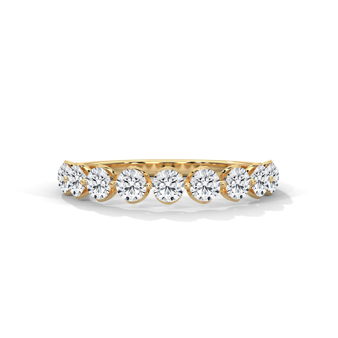 9 Stone Diamond Wedding Band Ring In 10K/14K Gold And Sterling Silver