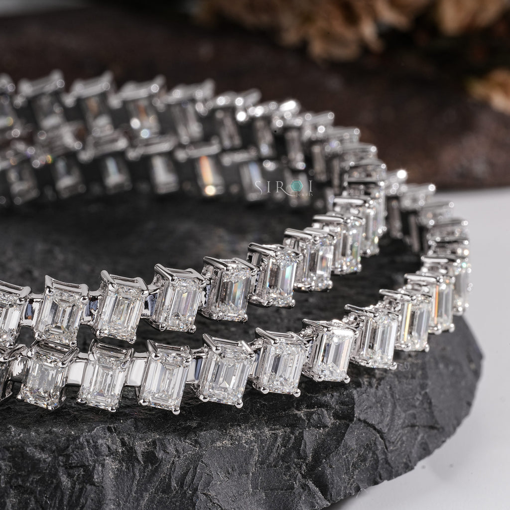 Geometric Step-Cut Diamond Bracelet Set
