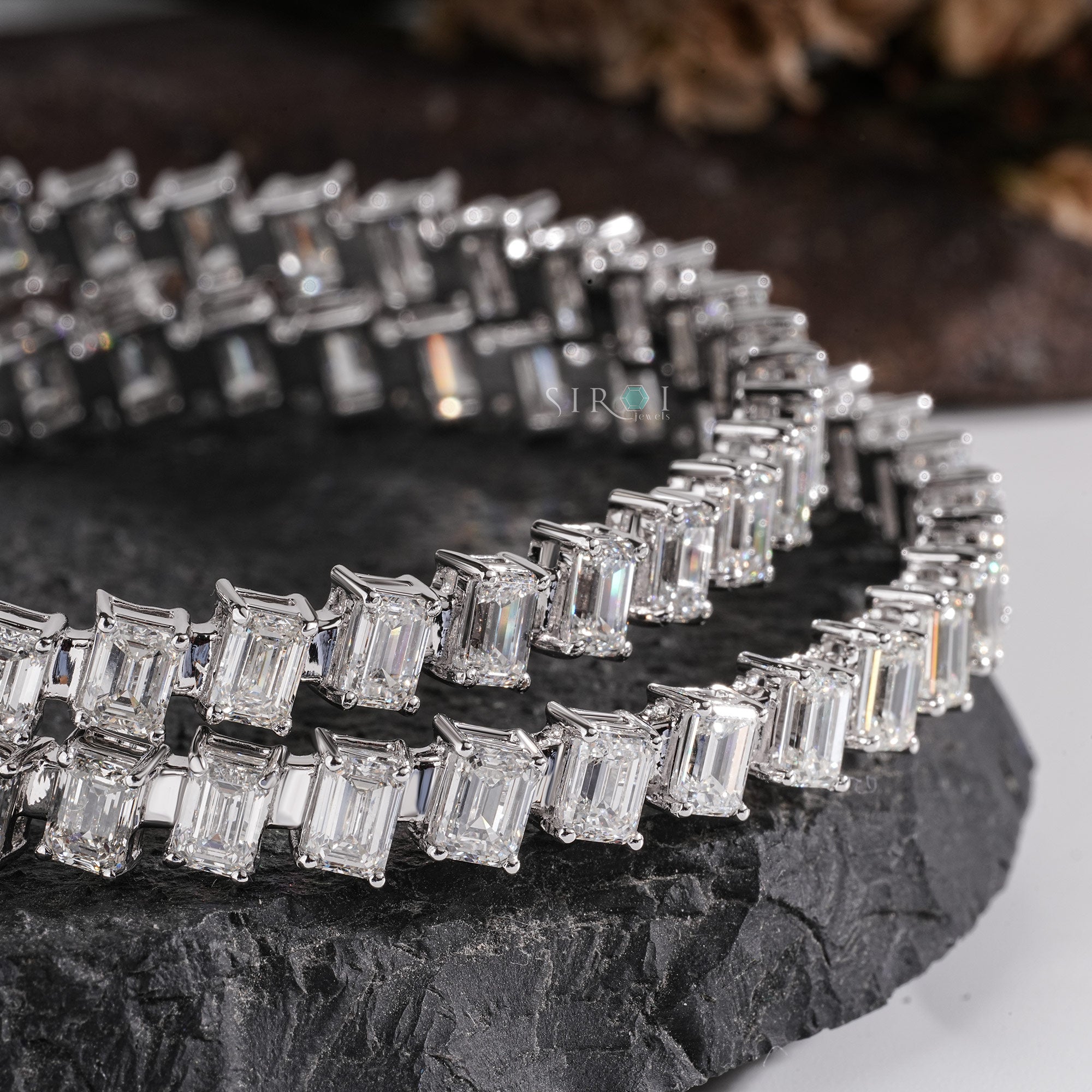 Geometric Step-Cut Diamond Bracelet Set