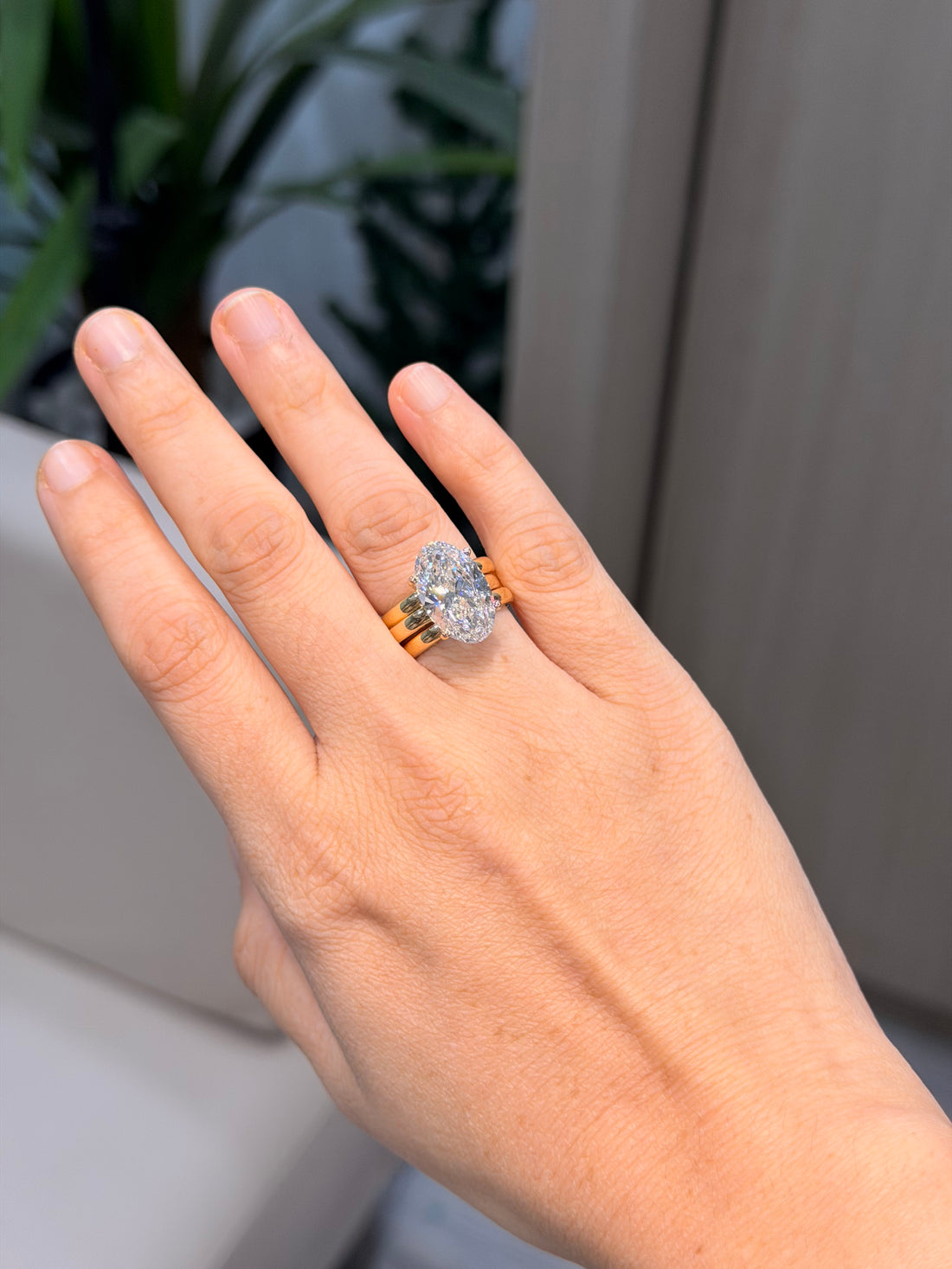 3-Piece Modular Oval Solitaire Ring Set with Double Band Ring