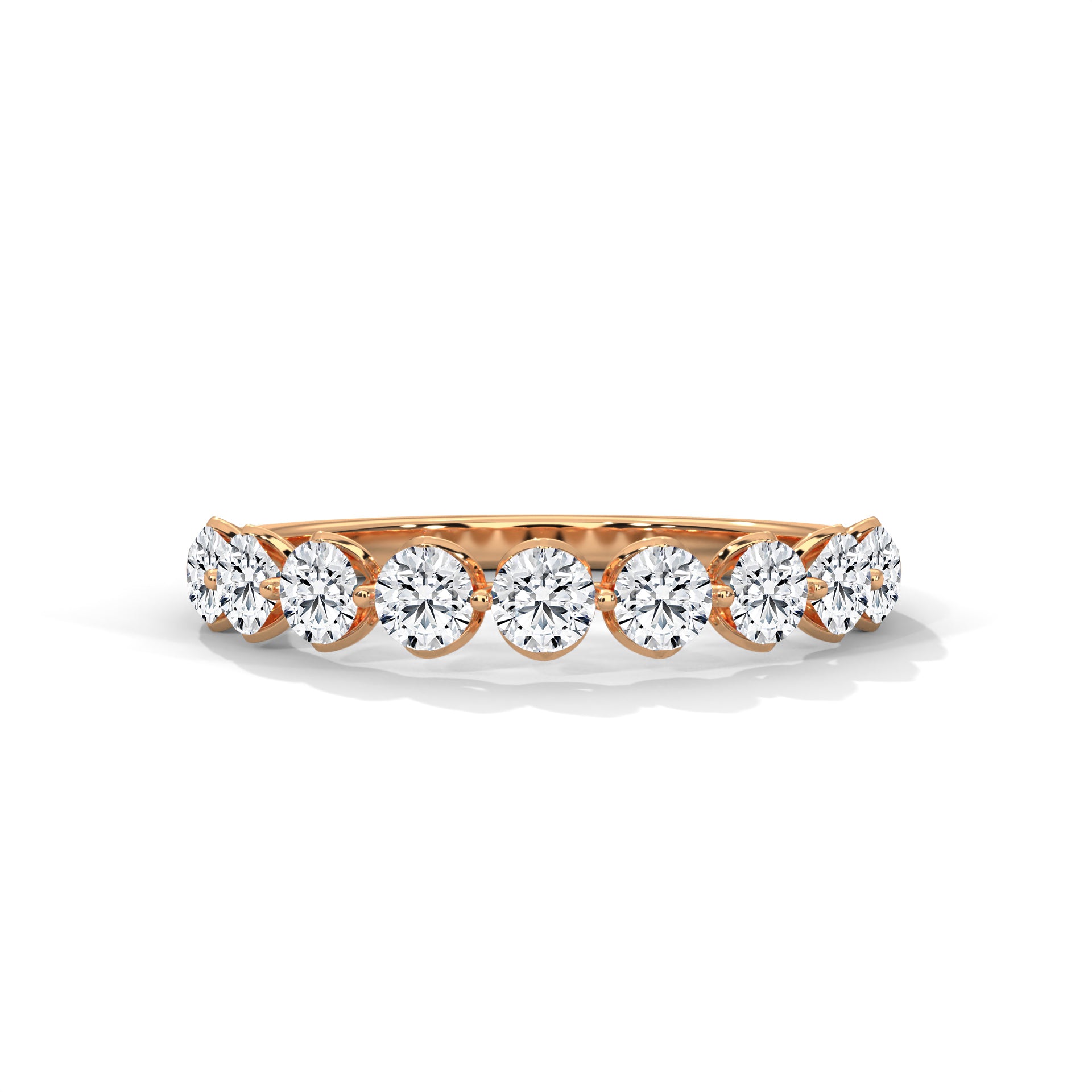 9 Stone Diamond Wedding Band Ring In 10K/14K Gold And Sterling Silver