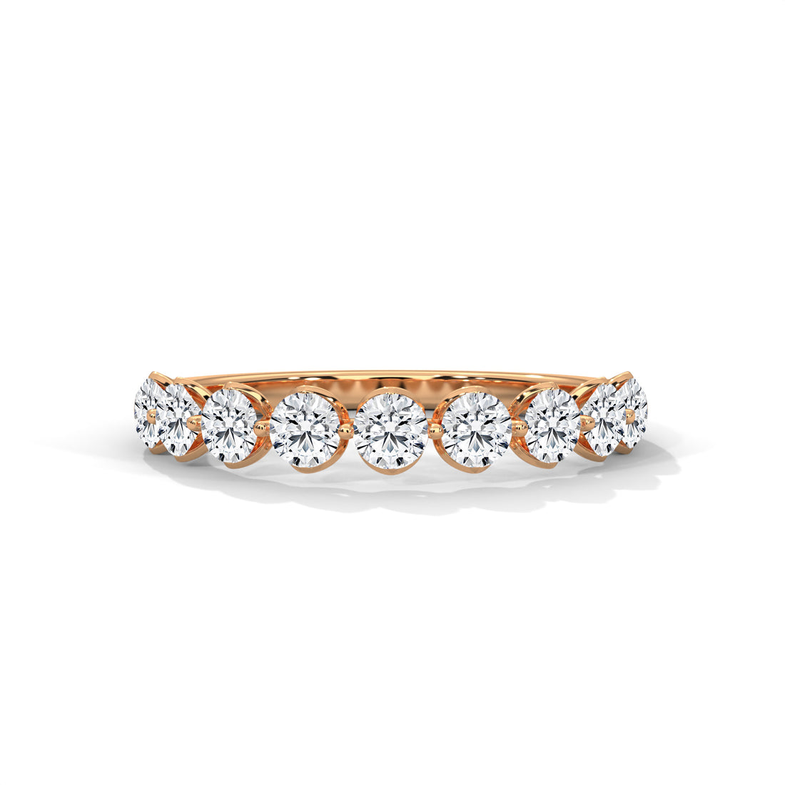 9 Stone Diamond Wedding Band Ring In 10K/14K Gold And Sterling Silver