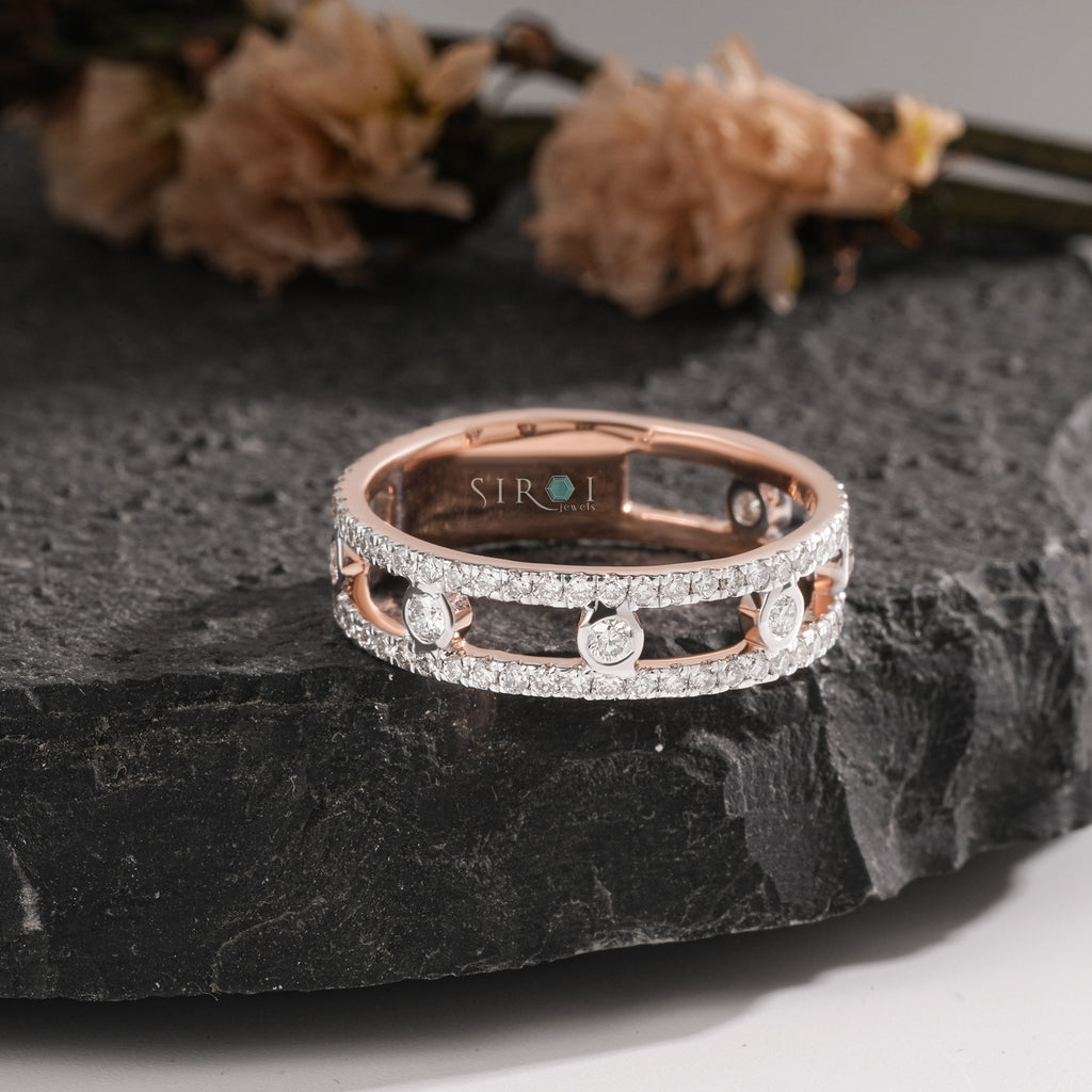 Caged Sparkle Diamond Stacking Ring