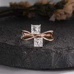 Contemporary Two-Stone Princess Cut Bypass Ring