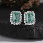 Vintage-Inspired Emerald and Diamond Halo Cluster Studs