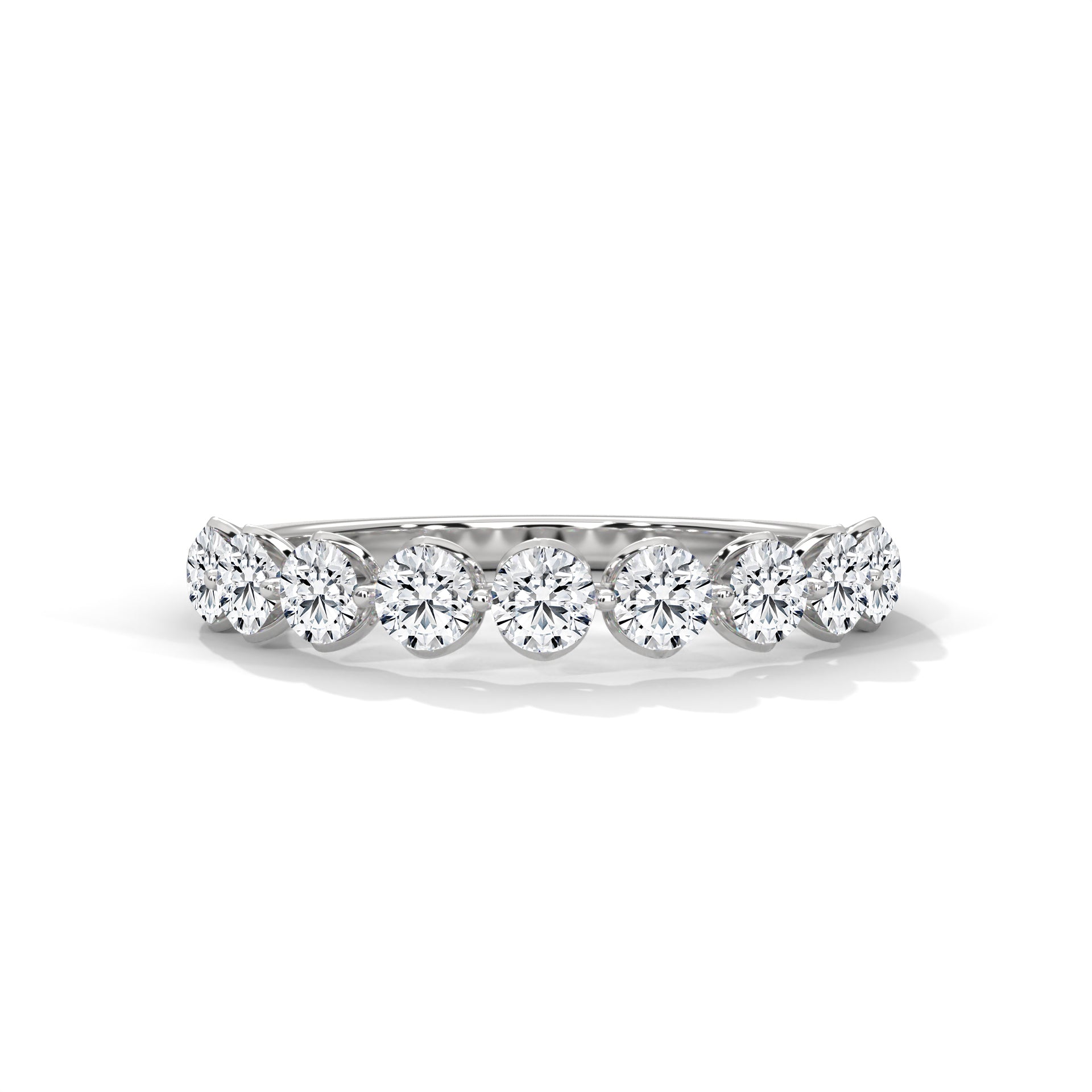 9 Stone Diamond Wedding Band Ring In 10K/14K Gold And Sterling Silver