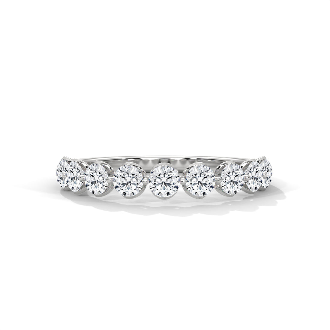 9 Stone Diamond Wedding Band Ring In 10K/14K Gold And Sterling Silver