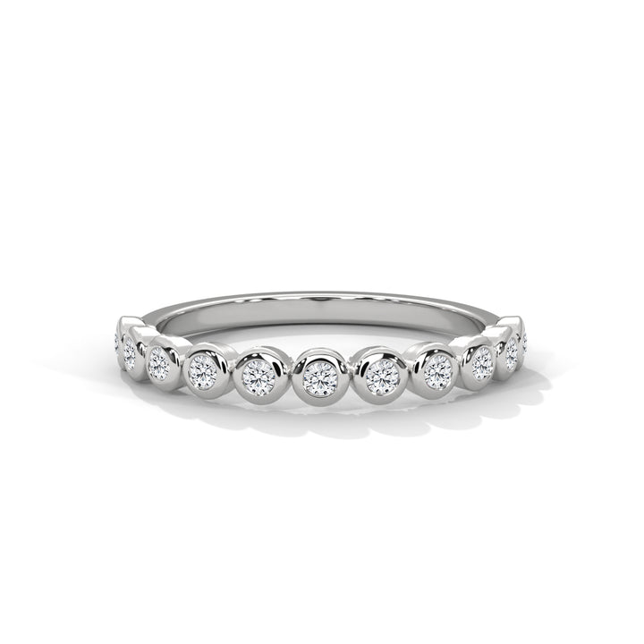 Bezel Set Diamond Wedding Band In 10K/14K Gold And Sterling Silver