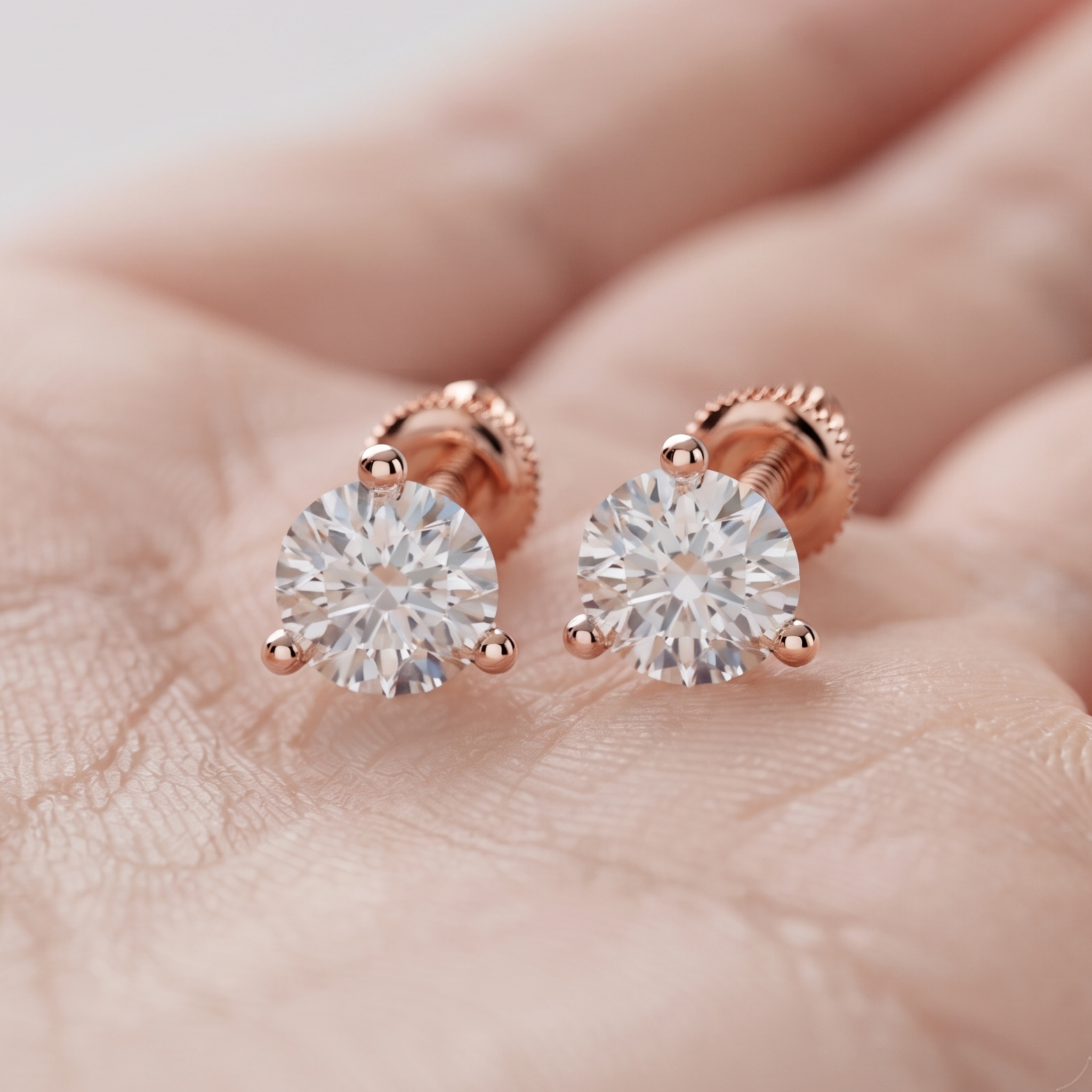 2.00 CT Round Diamond Stud Earrings in 14K Gold