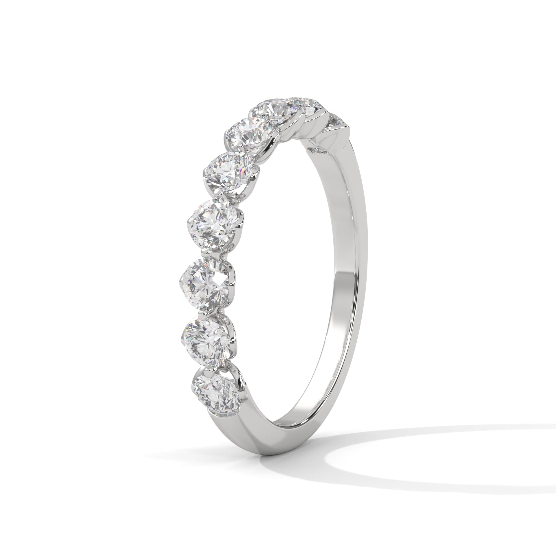 9 Stone Diamond Wedding Band Ring In 10K/14K Gold And Sterling Silver