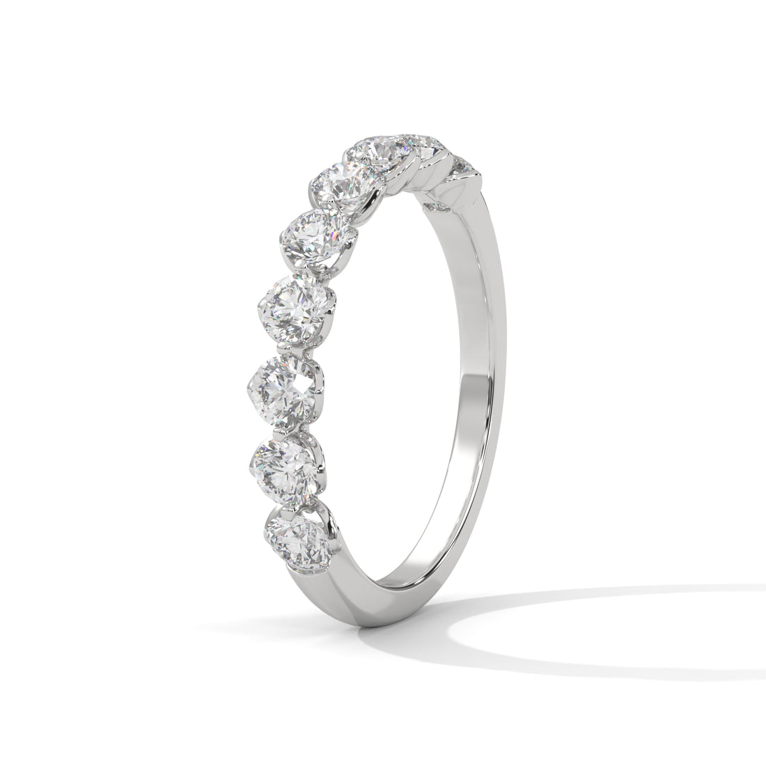9 Stone Diamond Wedding Band Ring In 10K/14K Gold And Sterling Silver