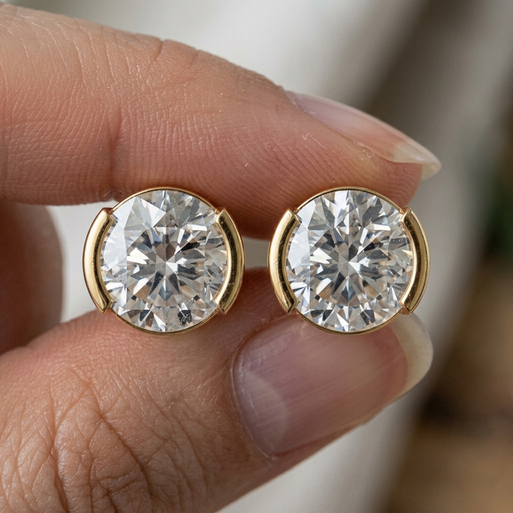 Classic Solitaire Diamond Earrings In Gold Or Sterling Silver