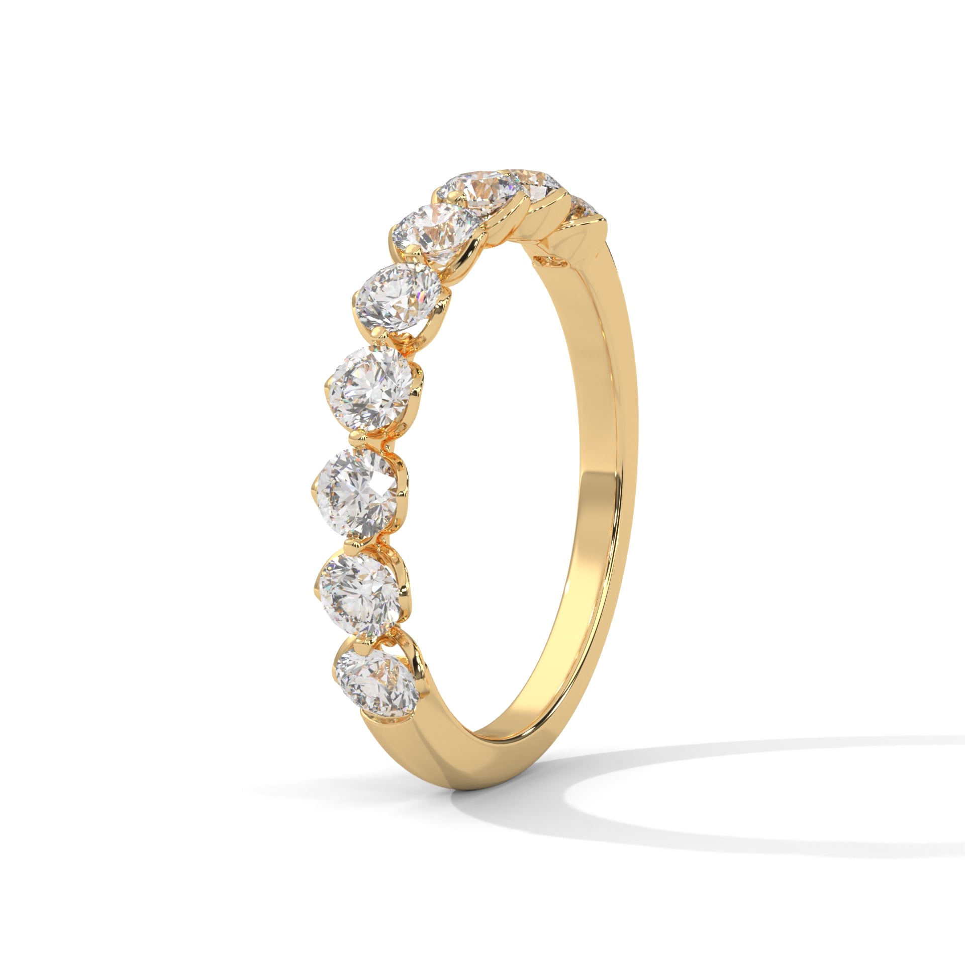 9 Stone Diamond Wedding Band Ring In 10K/14K Gold And Sterling Silver