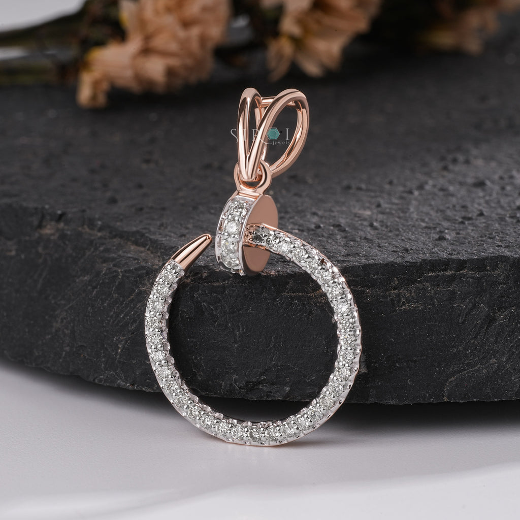 Rose Gold and Diamond Pave Circle Pendant