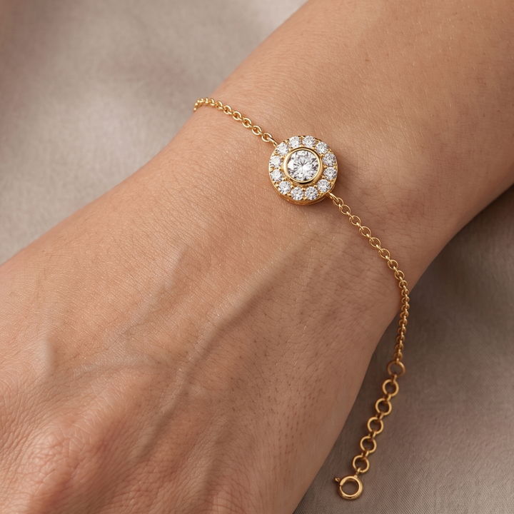 Genuine Diamond Halo Pendant In 9K Gold To 18K Gold, Sterling Silver