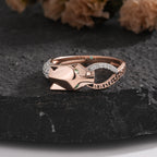 Sculptural Rose Gold Panther Ring with Pave Diamonds