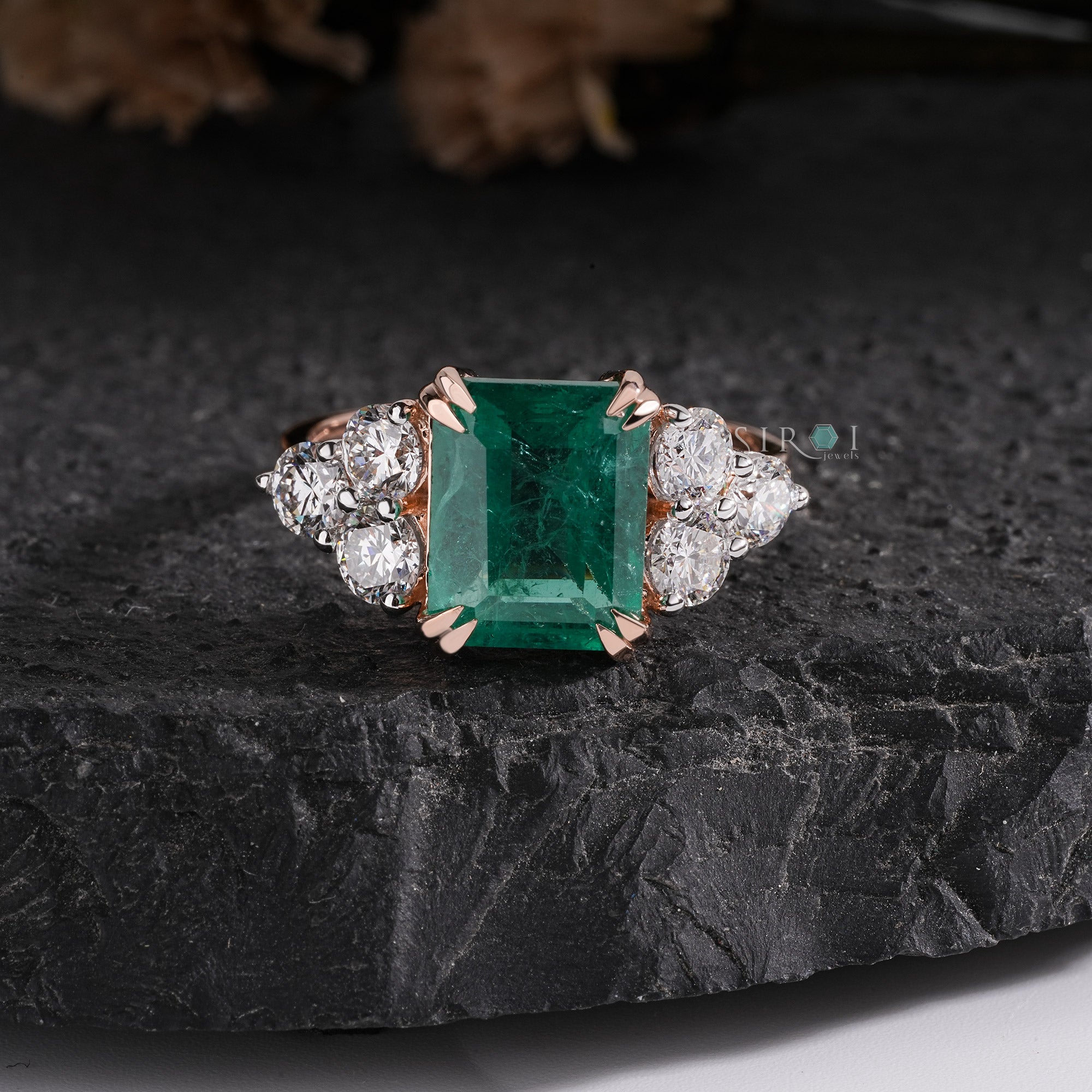 Regal Emerald & Diamond Cluster Ring
