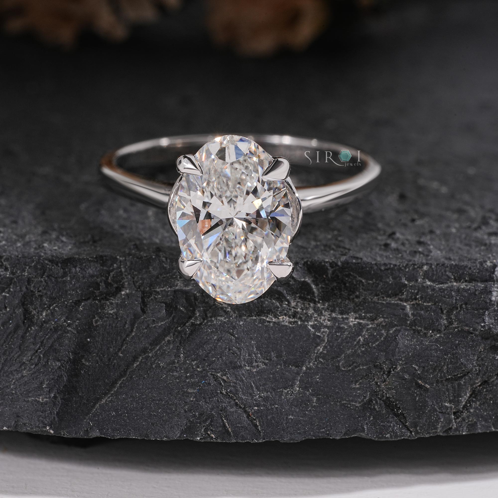 Oval Solitaire Diamond Ring