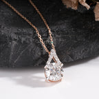 Rose Gold Teardrop Diamond Solitaire Pendant