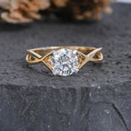 Solitaire Diamond Ring with Criss-Cross Shank, Yellow Gold Infinity Promise Ring