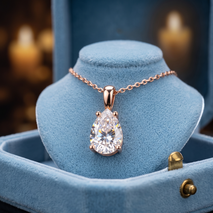 0.75 CT Pear Cut Lab Grown Diamond Pendant, Minimalist Solitaire Necklace (Customizable)