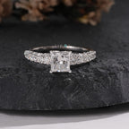 Princess-Cut Diamond Engagement Ring with Pave-Set Band