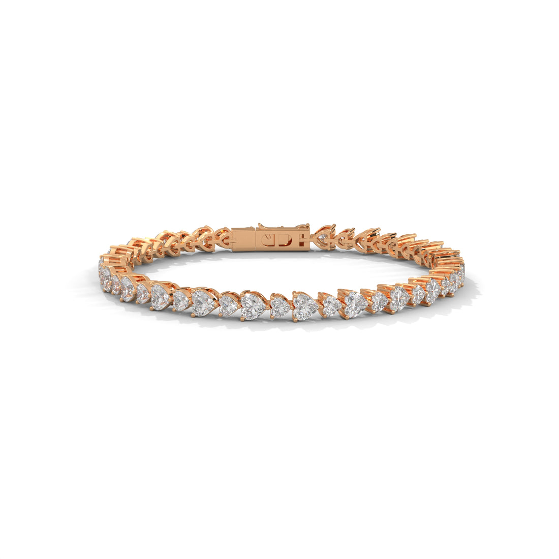 Heart Cut Diamond Tennis Bracelet, Solid Gold, Minimalist Fine Jewelry