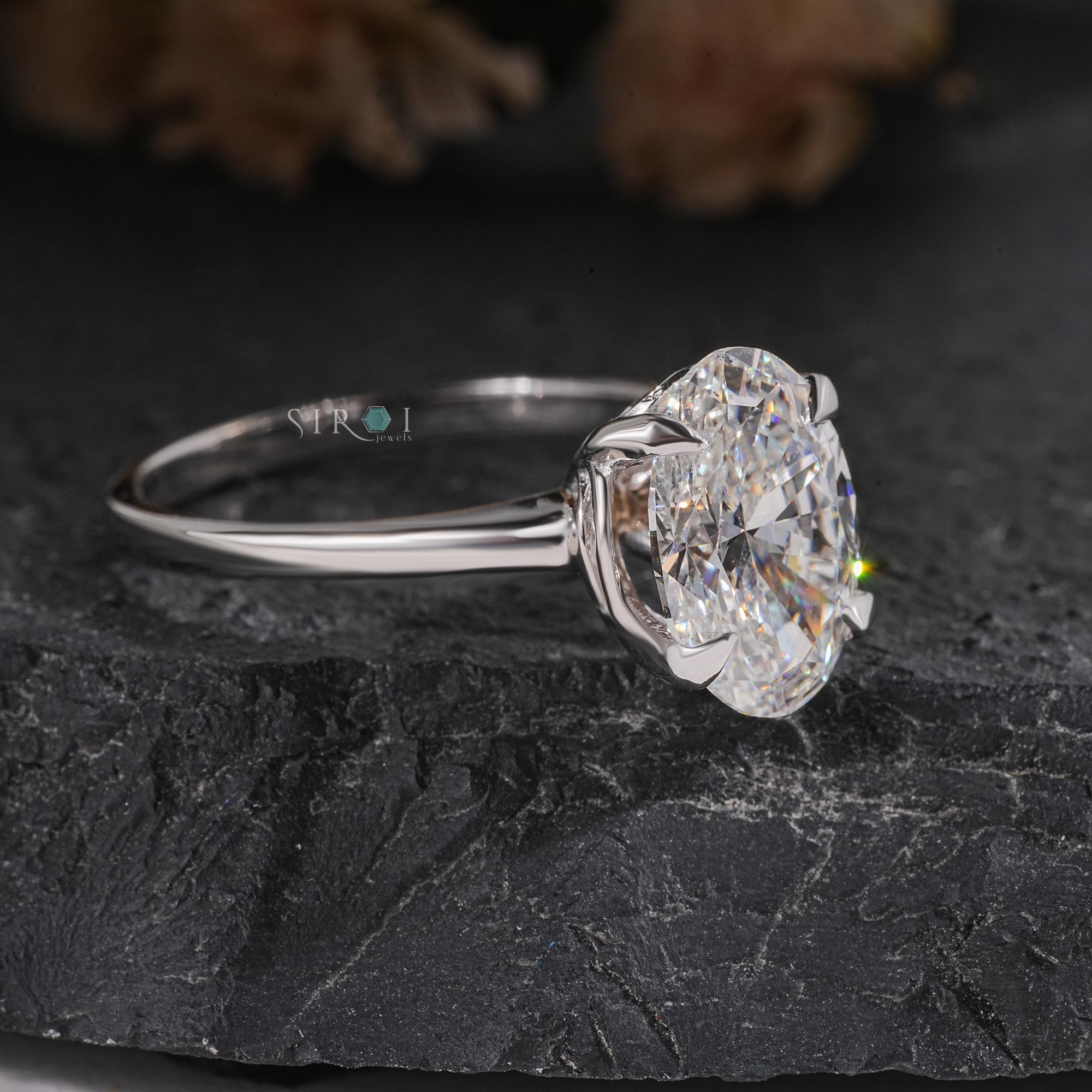 Oval Solitaire Diamond Ring
