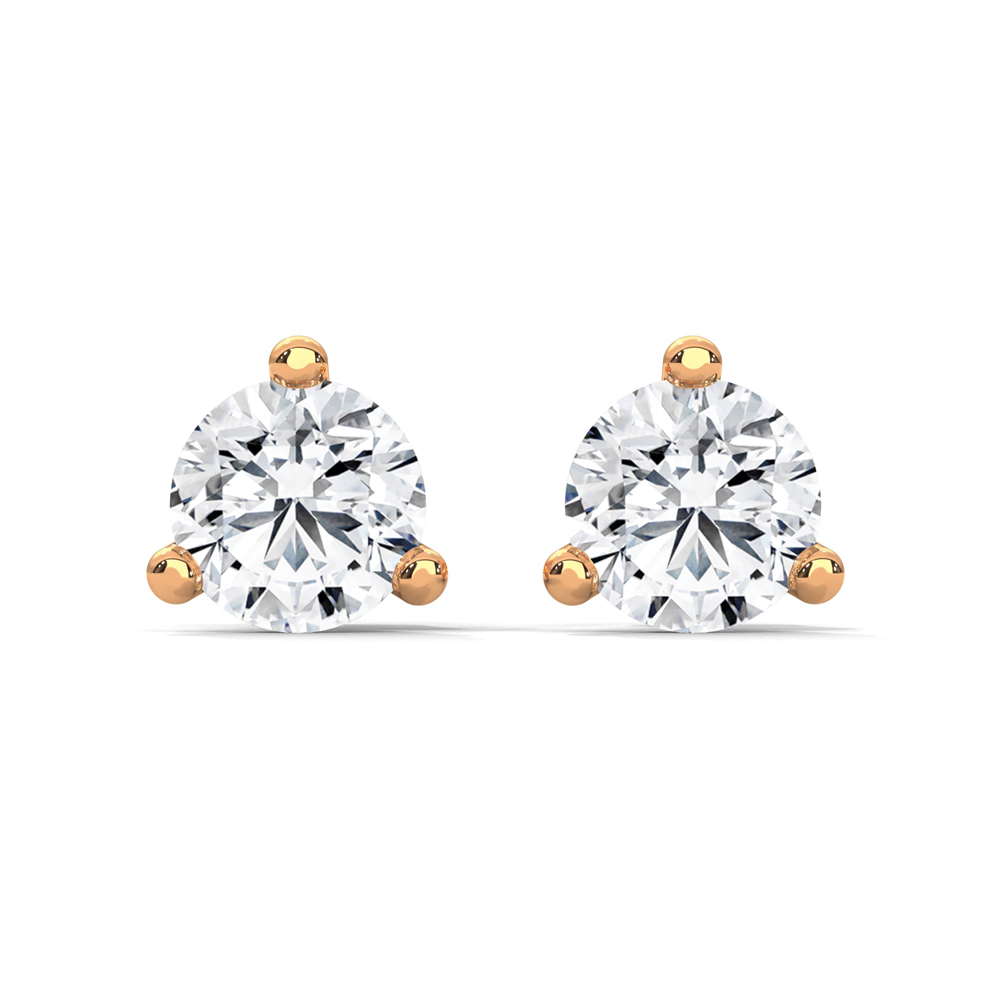 2.00 CT Round Diamond Stud Earrings in 14K Gold