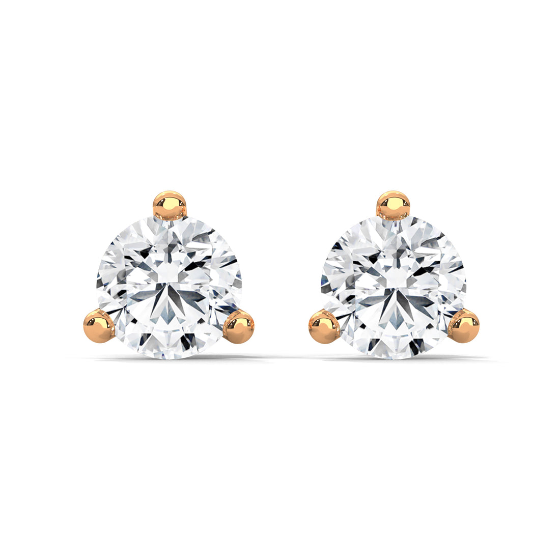 2.00 CT Round Diamond Stud Earrings in 14K Gold